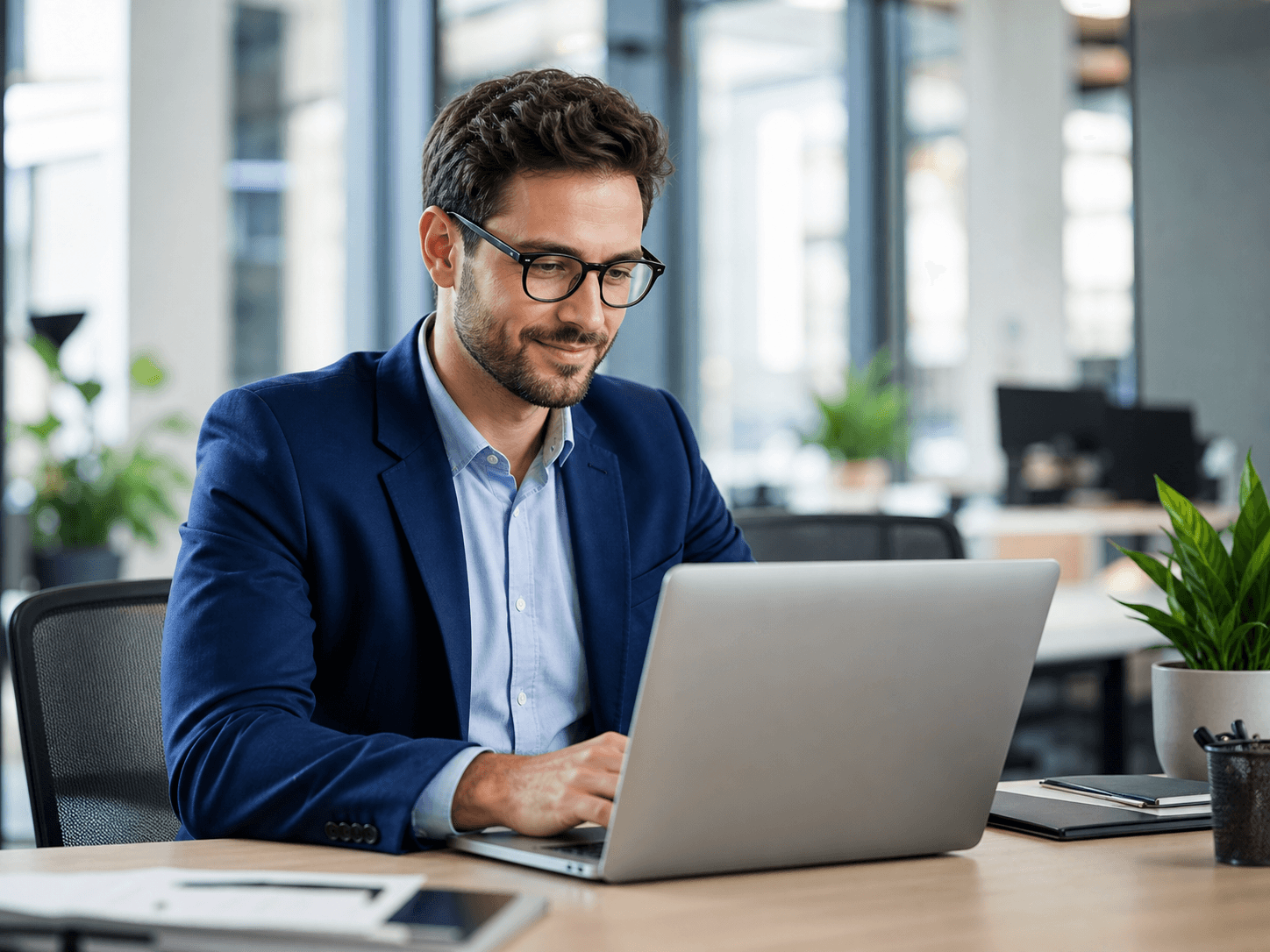 A manager using workforce management software